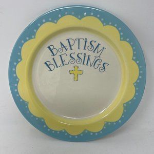 2009 Abby Press Plate “Baptism Blessings” Blue White Yellow Religious Christian